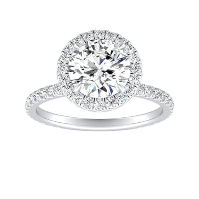 Auriya 14k Gold 1 1/2ctw Moissanite Halo Diamond Engagement Ring 5/8ct TDW