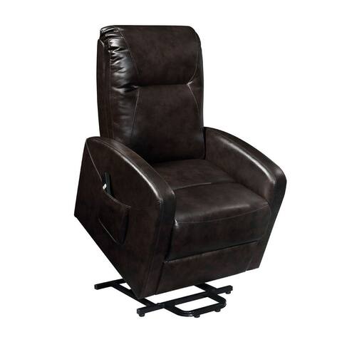 Faux Leather Power Lift Recliner with Pocket in Espresso