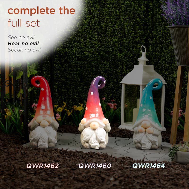 Gnome Covering Ears with Purple Ombre Hat