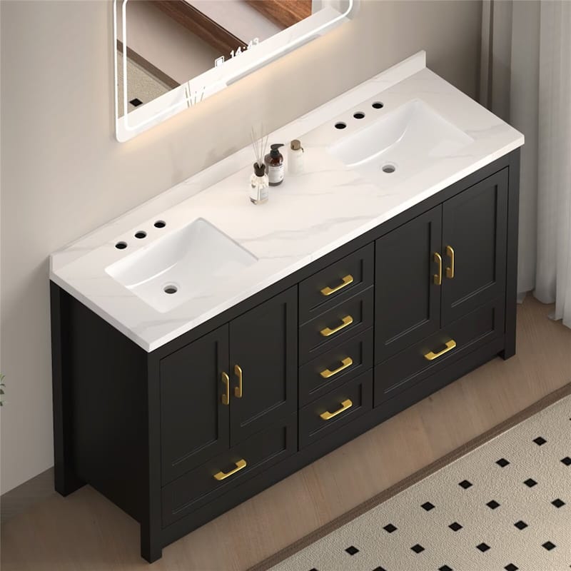 60" Bathroom Vanity Abundant Storage Cabinet - 4 Soft Close Doors and 5 Drawers