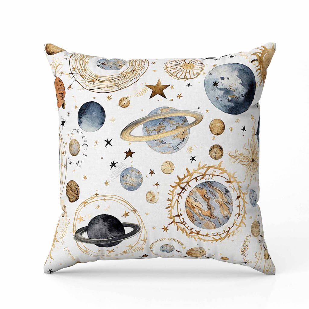Space Fusion Indoor/Outdoor Reversible Throw Pillow White and Blue