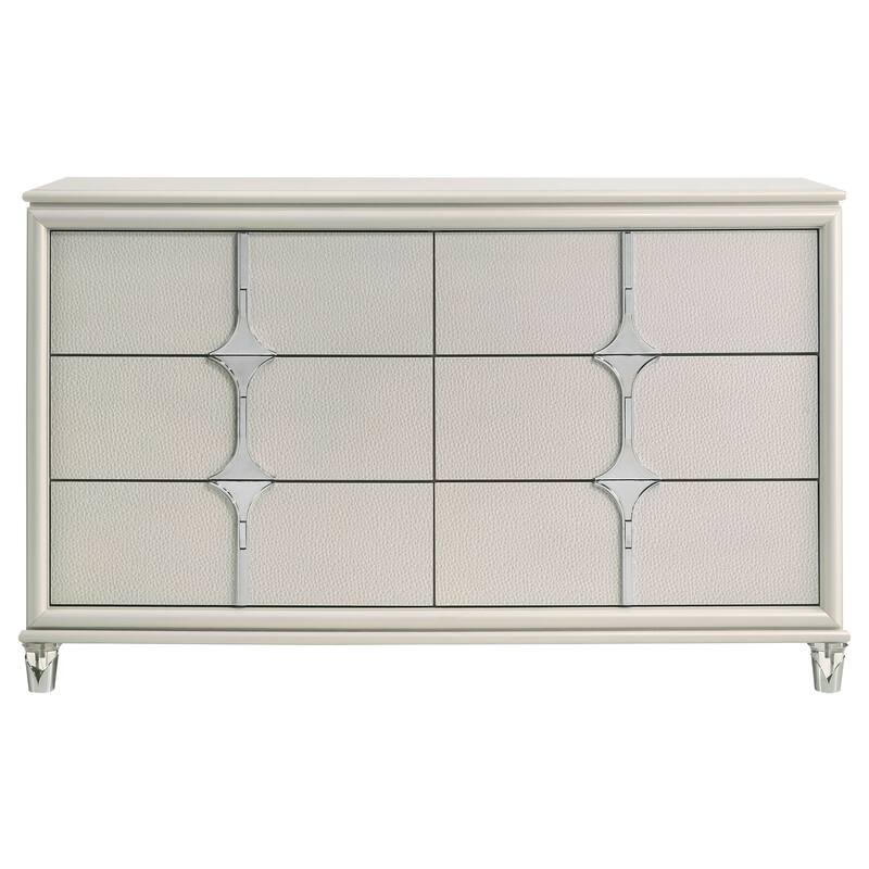 Gwendolyn Pearl White 6-drawer Dresser Cabinet