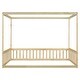 preview thumbnail 11 of 62, Pine Wood Canopy Frame Floor Bed with Fence and Guardrails for Bedroom