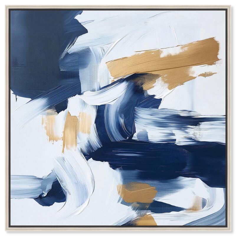 Azure and Gold Canvas by Art Remedy - Silver - 40" x 40"