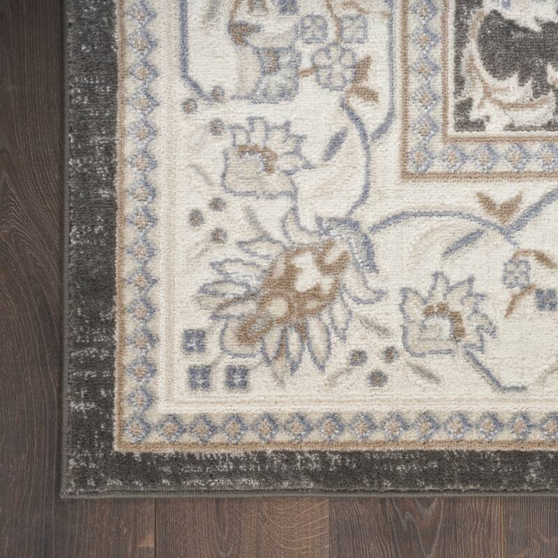 Bazo Distressed Floral Area Rug By HomeRoots - 144