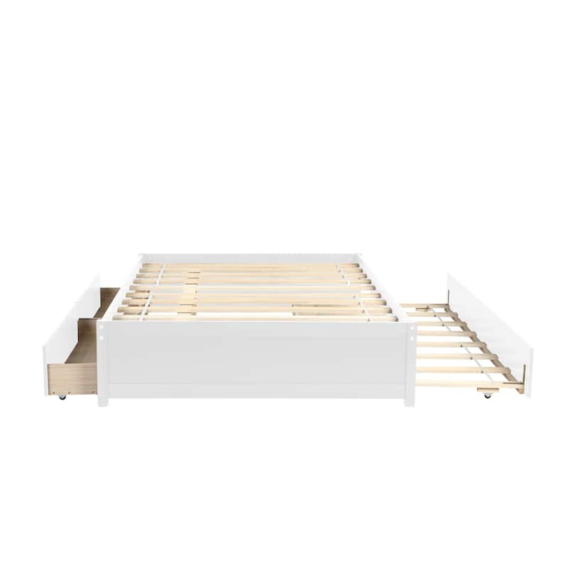 Full Bed With Twin Size Trundle and Two Drawers