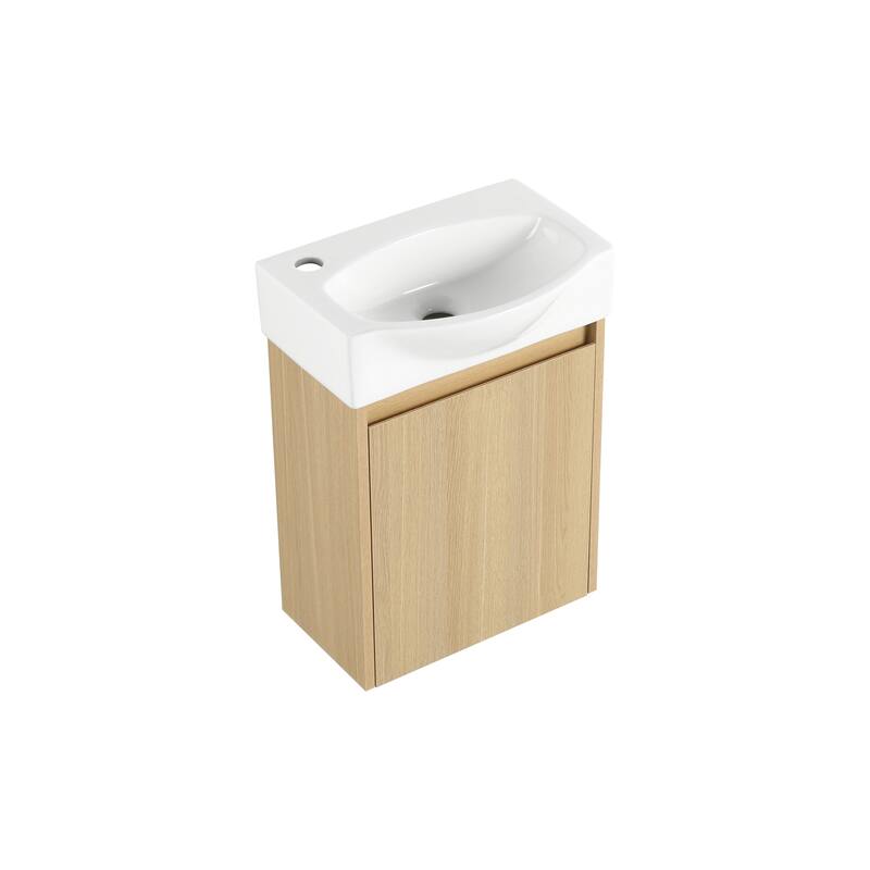 16 in. W x 11 in. D x 22 in. H Single Sink Wall-Mounted Bath Vanity with White Resin Top