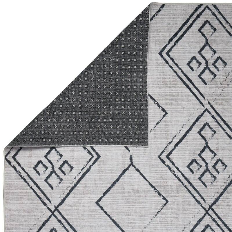 Machine Washable Area Rug With Non-Slip Backing - Stain Resistant - Eco-Friendly Aspen Tribal Moroccan Bohemian Design