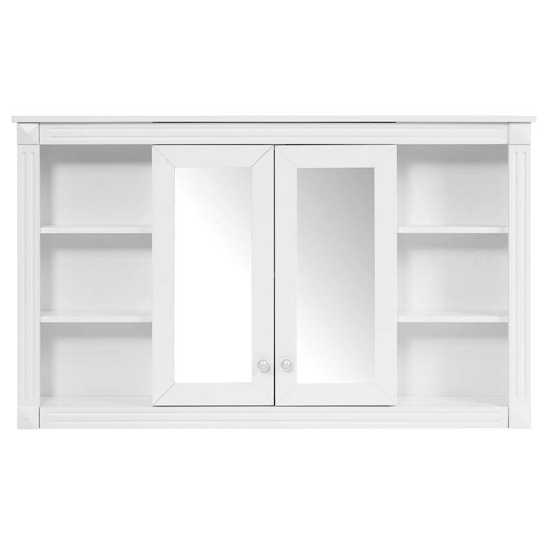 Roomfitters 47 Inch Wall Mount Medicine Cabinet, Mirror Storage with Open Shelves & Adjustable Shelf
