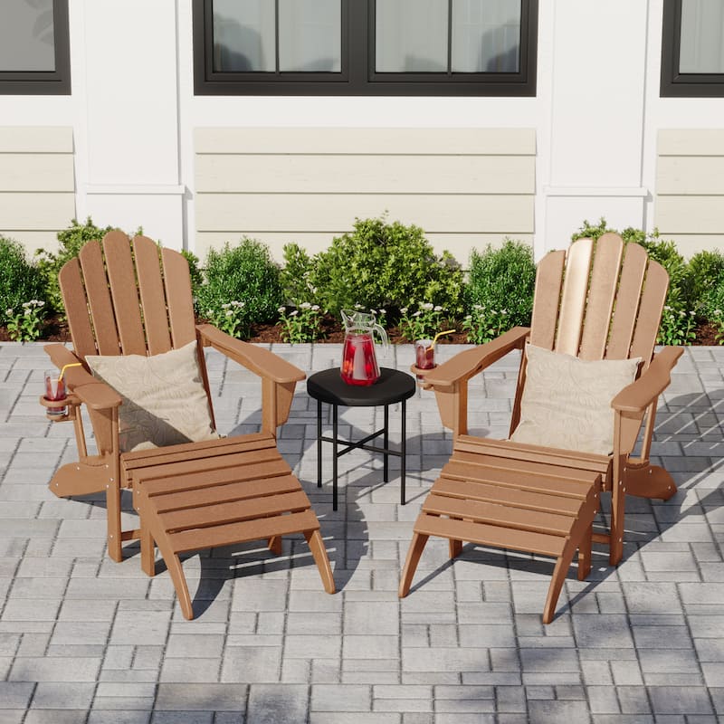 Aderson Outdoor Poly Adirondack Chair with Ottoman 4-Piece Set