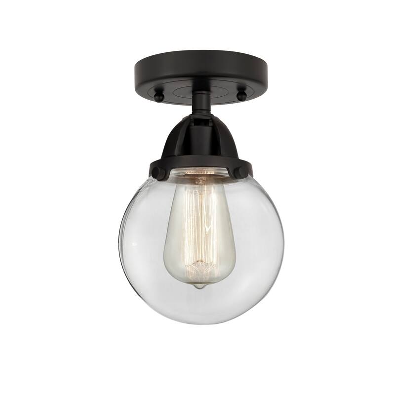 Innovations Lighting Nouveau 2 Beacon - 1 Light 6" Semi-Flush Mount - Clear/Matte Black