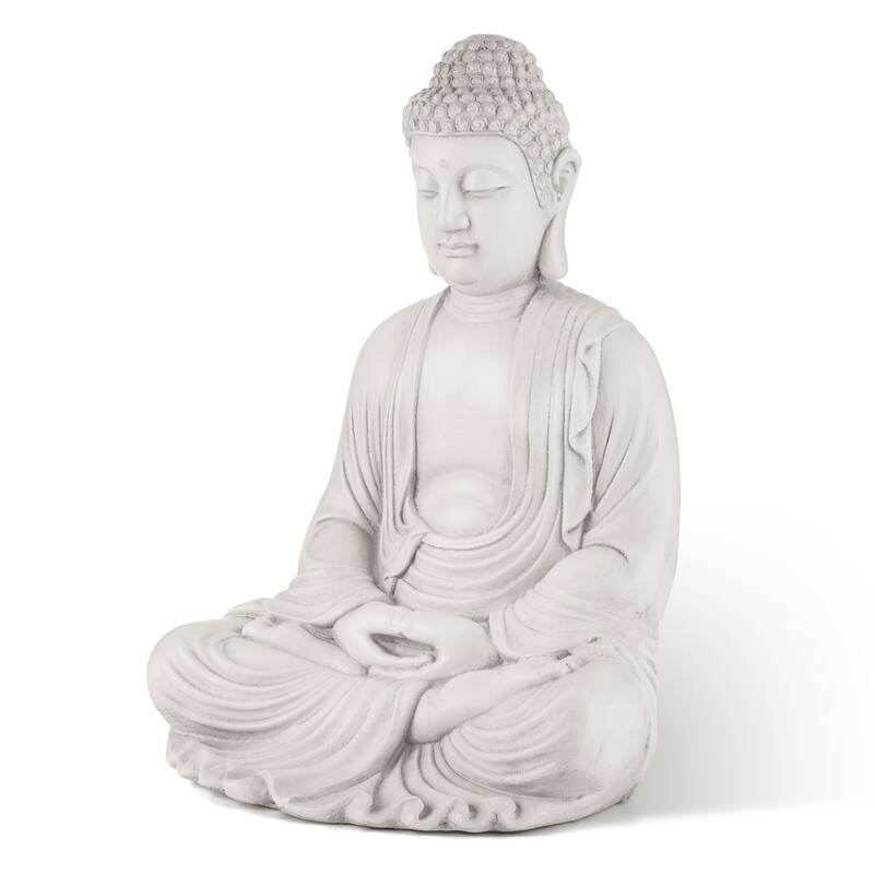 Glitzhome Zen-Style MgO Meditating Garden Buddha Statues Monk Sculpture Indoor Outdoor