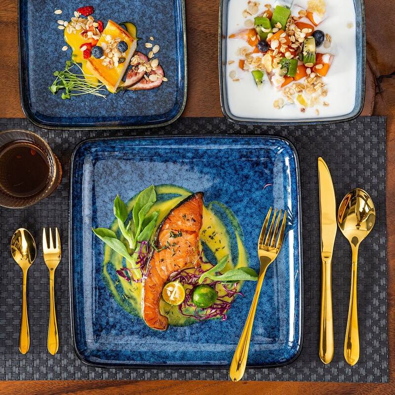 vancasso Stern Reactive Glaze Stoneware Dinnerware Set, Service for 4