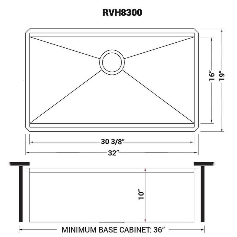 Ruvati 32-inch Workstation Ledge Undermount 16 Gauge Stainless Steel Kitchen Sink Single Bowl - RVH8300 - 30-1/2″ x 16″