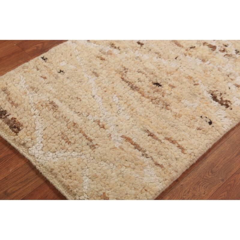 Abstract Moroccan Indian Foyer Rug Hand-Knotted Wool Carpet - 2'0"x 3'0"