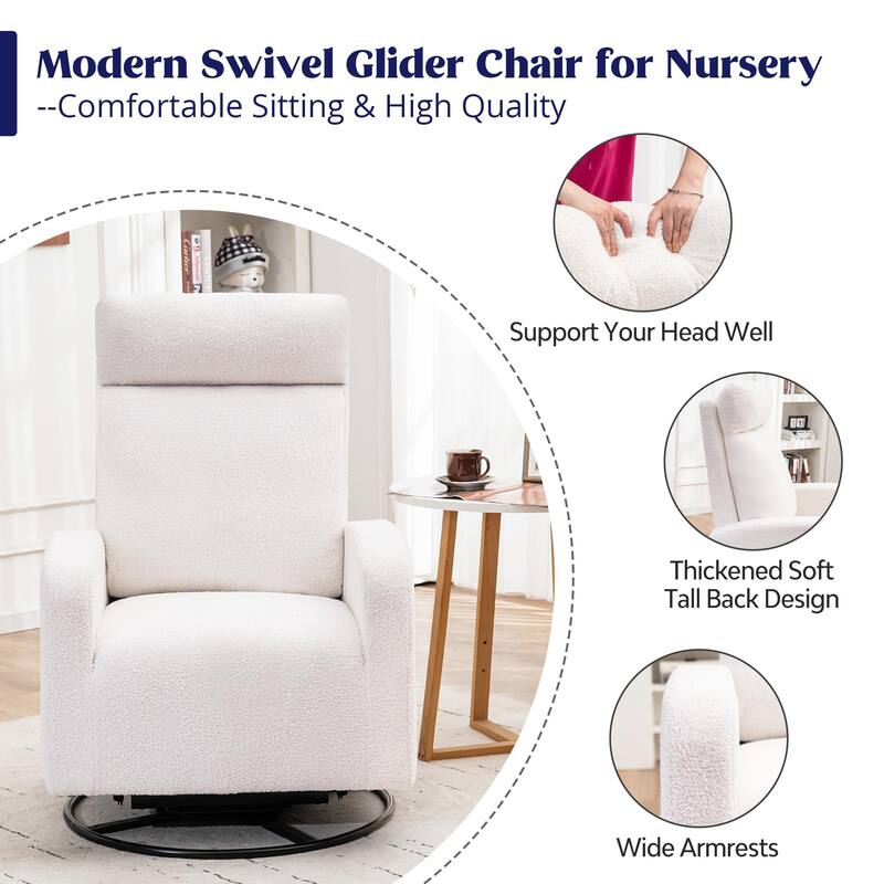HOMYKA Swivel Glider Rocker Accent Chair for Nursery with Side Pocket