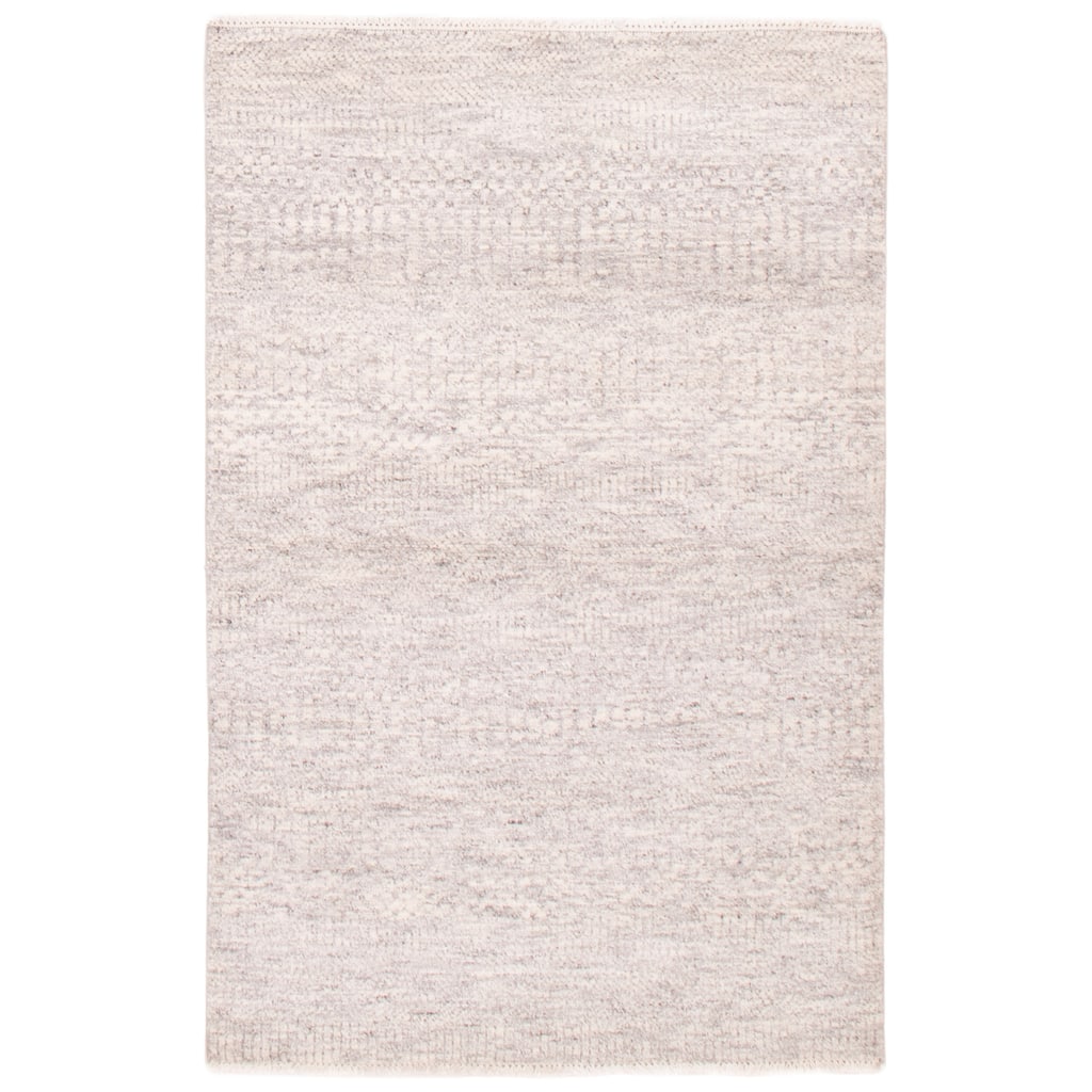 ECARPETGALLERY Hand-knotted Silk Shadow Light Grey Wool Rug - 4'0 x 6'2