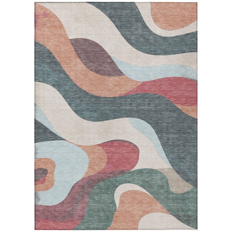 Machine Washable Indoor/Outdoor Casual Contemporary Chantille Rug