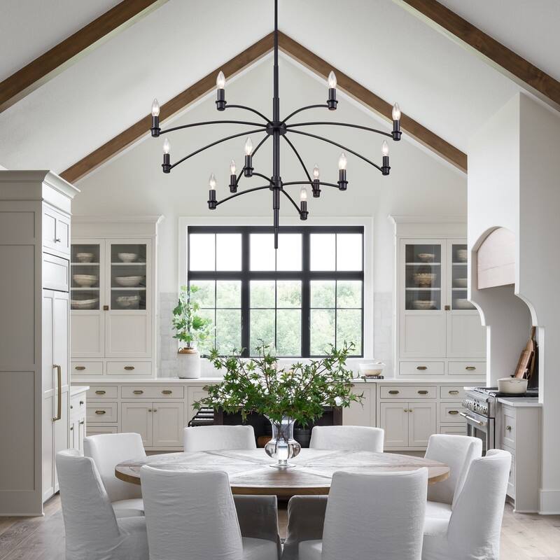 KAWOTI 12-Light Dimmable Classic Traditional Chandelier Pendant Light - W39.75"*H80"