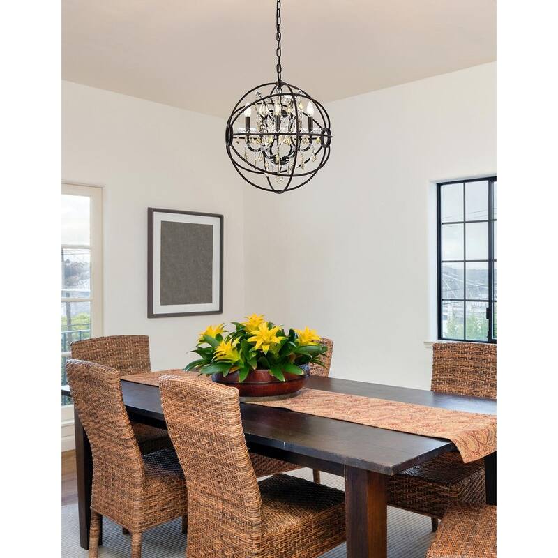Royce Edge 5 light Dark Bronze Pendant - dark bronze royal cut golden teak (smoky) crystals