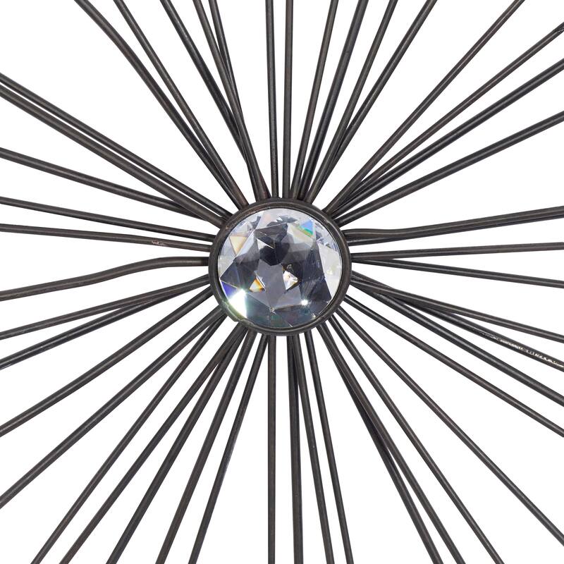 Silver Metal Starburst Home Wall Decor with Crystal Embellishments