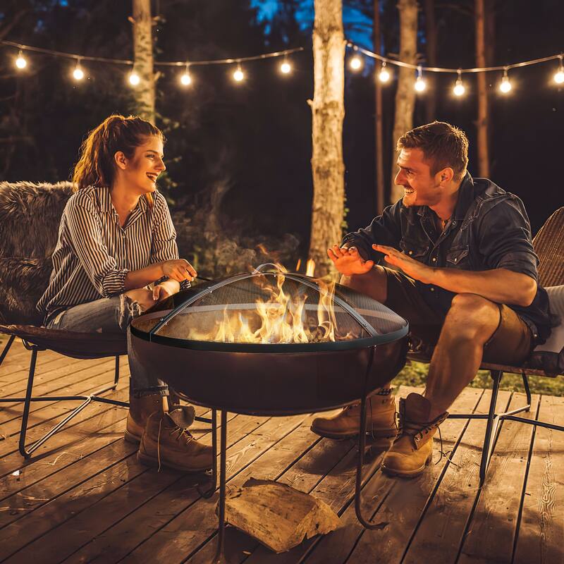 Moasis 30" Easy Access Fire Pit Spark Screen Lid Protector