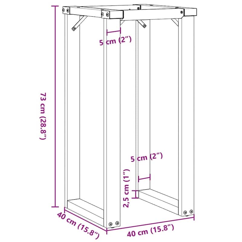 vidaXL Dining Table Legs O-Frame 15.7"x15.7"x28.7" Steel - 15.7" x 15.7" x 28.7"