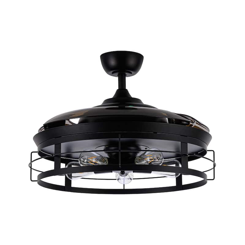 52" Industrial Retractable 3-Blade Ceiling Fan Chandelier with Remote