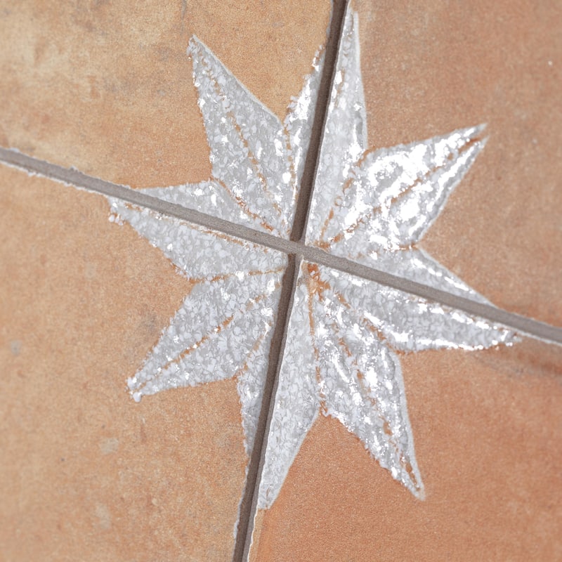 Merola Tile Kings Nonna with White Star 17-7/8" x 17-7/8" Porcelain Floor and Wall Tile