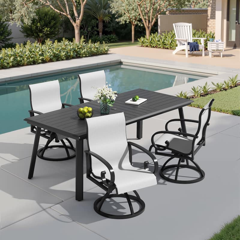 Outdoor Patio Swivel Dining Chairs with Sunbrella Textilene Mesh Fabric