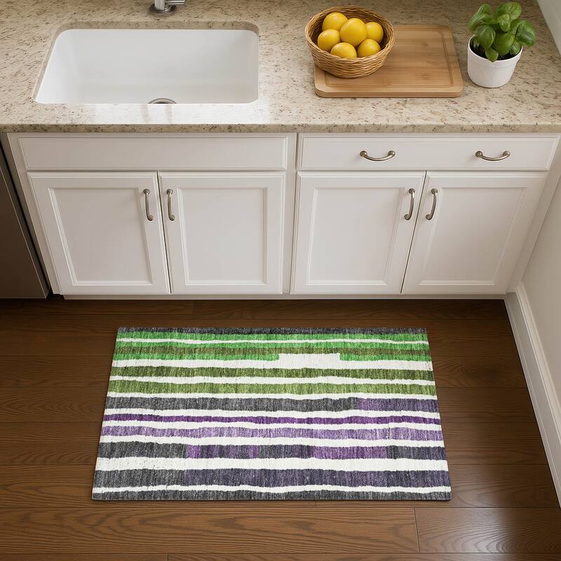 Premium Washable Super Soft Modern Stripe Mayfield Rug - Gray - 1'8" x 2'6"