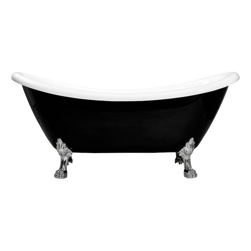 Daphne 59" & 69" Clawfoot Tub White or Black Acrylic Five Feet Colors