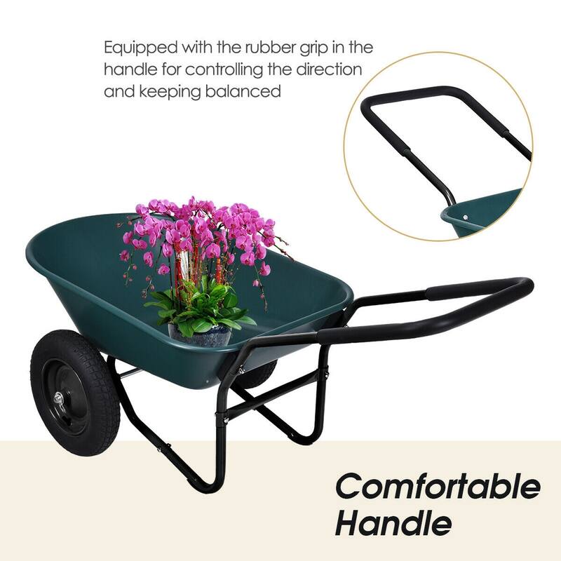 Costway 2 Tire Wheelbarrow Cart Heavy-duty Dolly Utility Cart