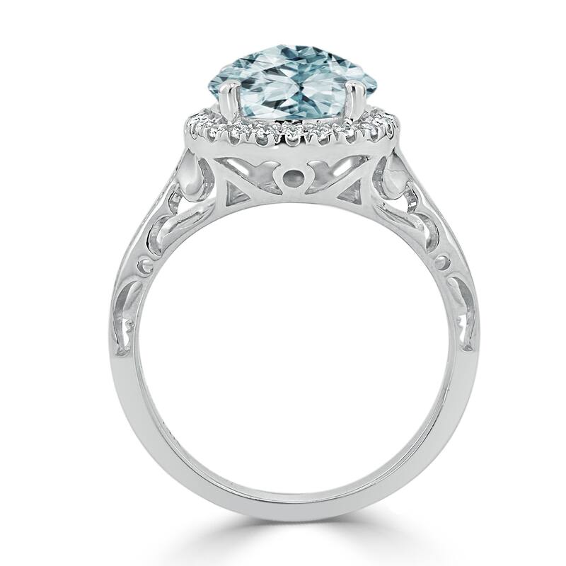 Auriya 1 1/2ct Fancy Round Aquamarine and Halo Diamond Engagement Ring 1/5ctw 14k Gold