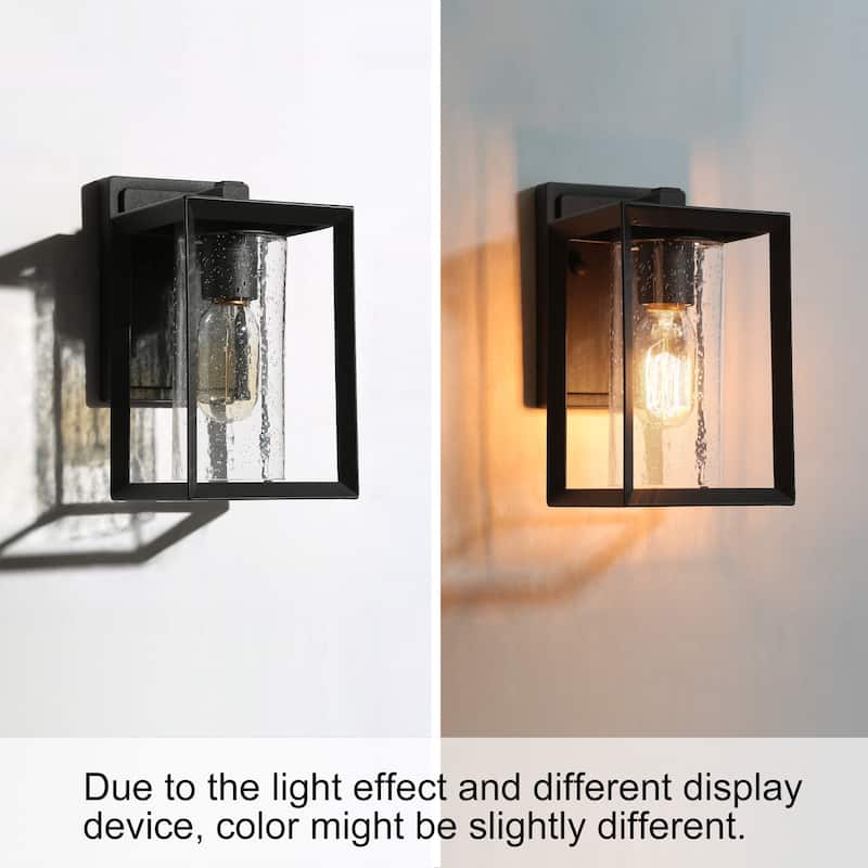 Modern Black Outdoor Lantern Cubic Wall Sconce, 1-Light Modern Wall Lantern Sconce - L 5"x W 6.5"x H 9"