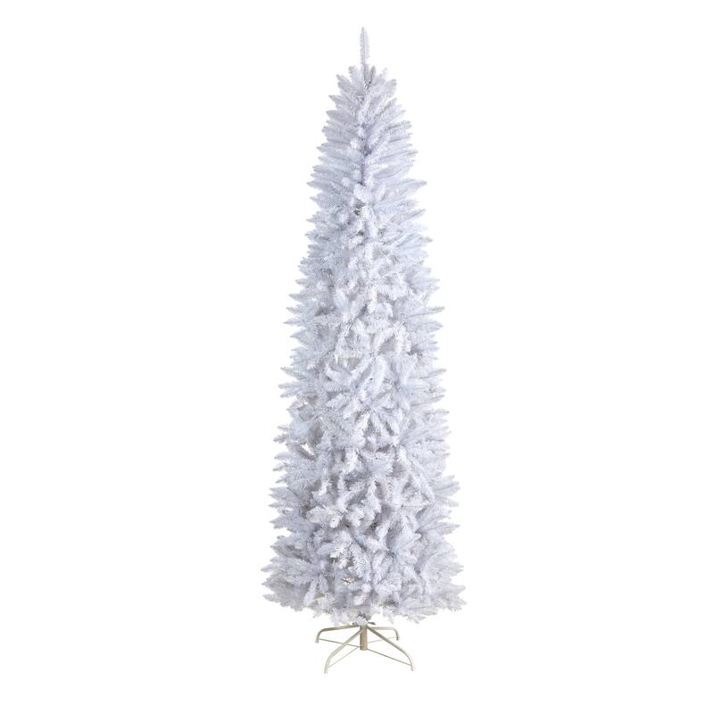 8' White Slim Silhouette Artificial Christmas Tree, Unlit - 8 Foot
