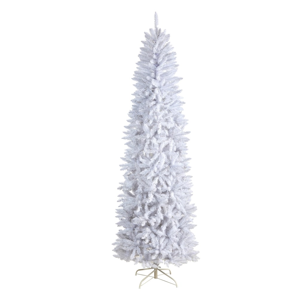 8' White Slim Silhouette Artificial Christmas Tree, Unlit - 8 Foot