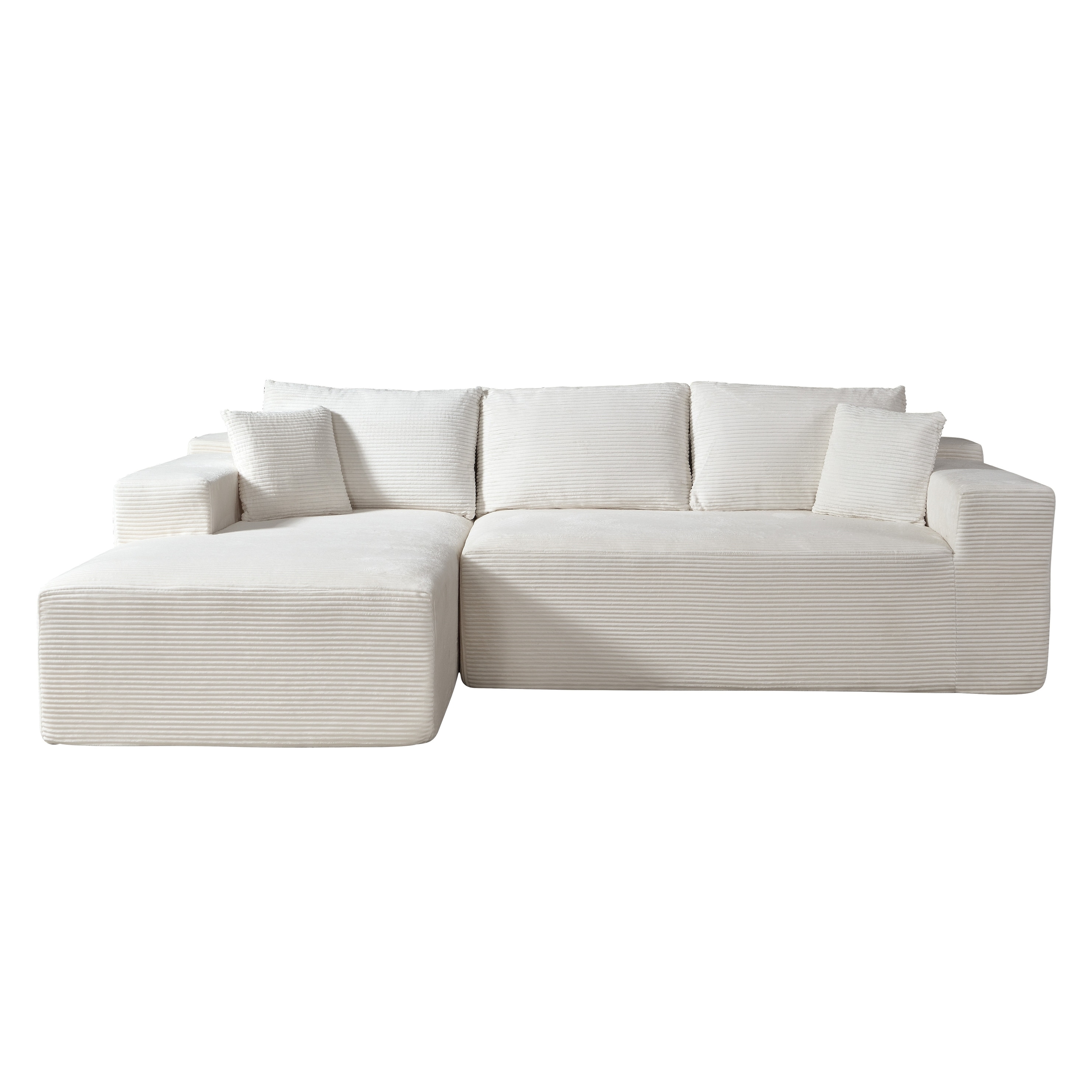 2-Piece Convertible L-Shaped Sofa In Box With Pillows 3-Seater Modular Sectional Couch Compressed Furniture