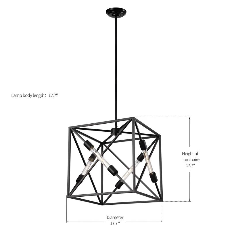 Futuristic Square Metal Cage Pendant Light, Sci-Fi Inspired Open Frame Ceiling Lamp