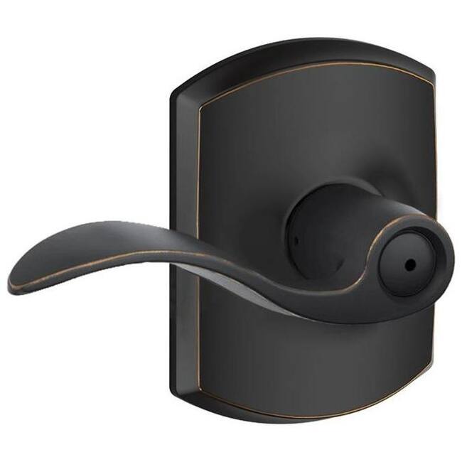 Schlage Accent Privacy Door Lever Set with Decorative Greenwich Trim - Aged Bronze