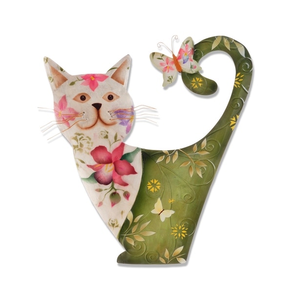 Handmade White and Green Cat (Philippines) - 19 x 14 x 5. Opens flyout.