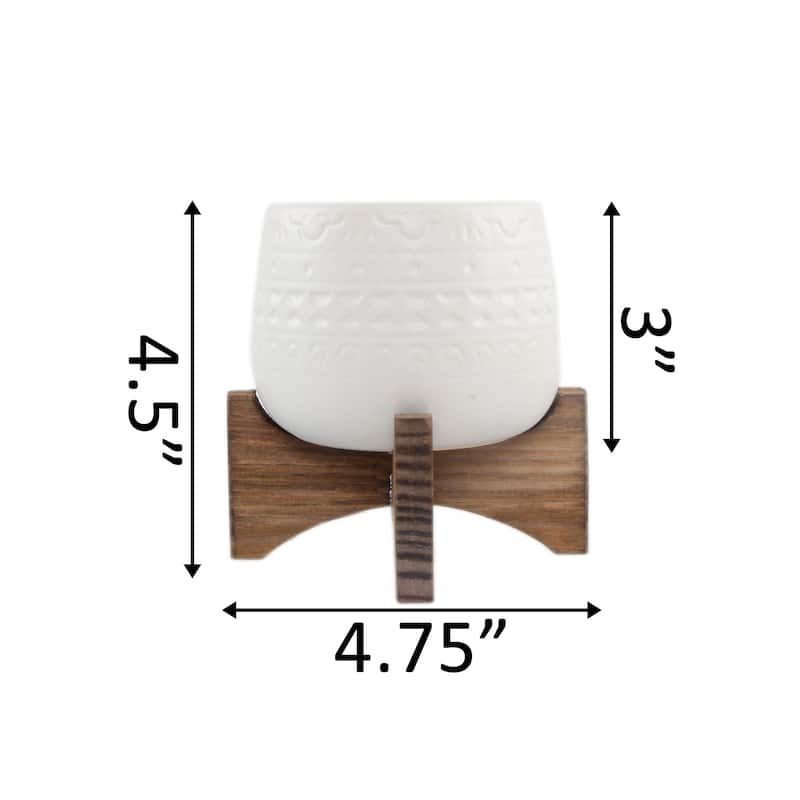 Mid-Century 3.5" Mayan Ceramic on Stand,Matte White
