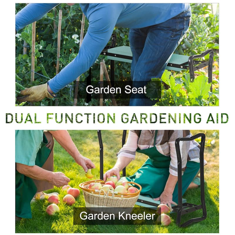 Outsunny Foldable Garden Kneeler and Seat with Soft Foam Padding