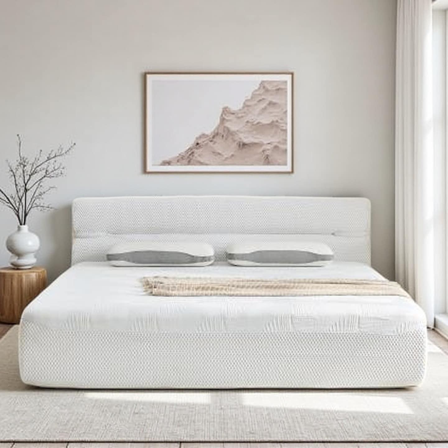 King Size All-in-One Mattress with Built-In Frame, 15-Inch Cooling Mattress in a Box, Pressure Relief, No Assembly Required