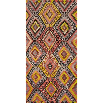 Hand Woven Oriental 100% Wool Carpet Southwestern Tribal Multi-Colored Kilim Area Rug - 10' 5'' X 5' 0''