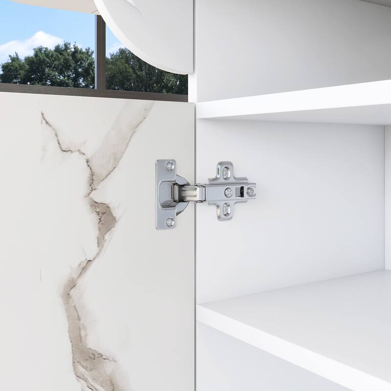 47" MDF Folding Dining Table with storage rack and cabinet