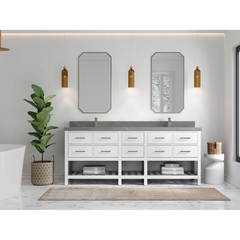 Willow Collections 84 in. W x 22 in. D Parker Double Sink Bathroom vanity with Regular Countertop