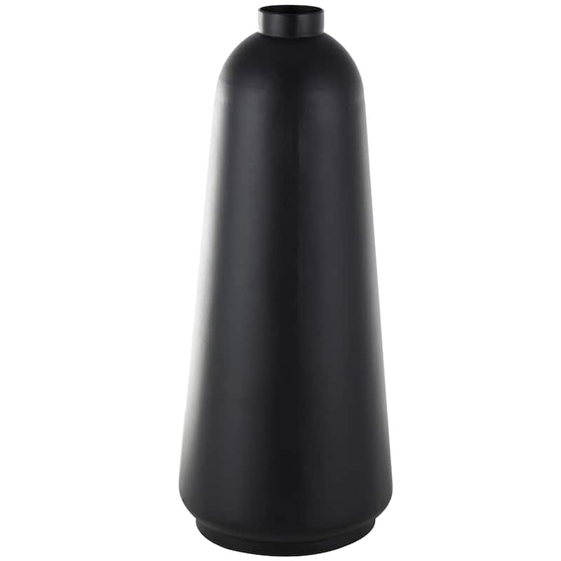Black Metal Vase with Narrow Opening