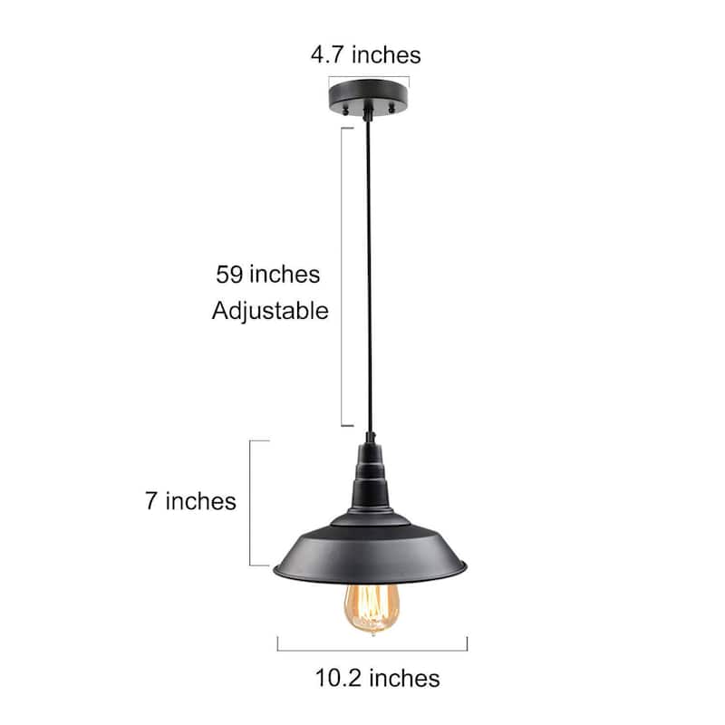Farmhouse Industrial 1-Light Black Barn Island Pot Pendant Light for Kitchen Island - 10.2"D*H7.1"