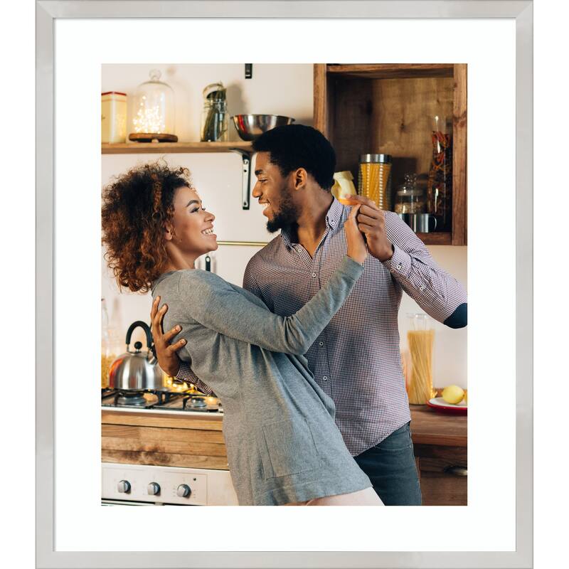 Svelte Clay Grey Framed Picture Frame, Photo Frame - 20x24 Matted White 16x20 - Svelte Silver